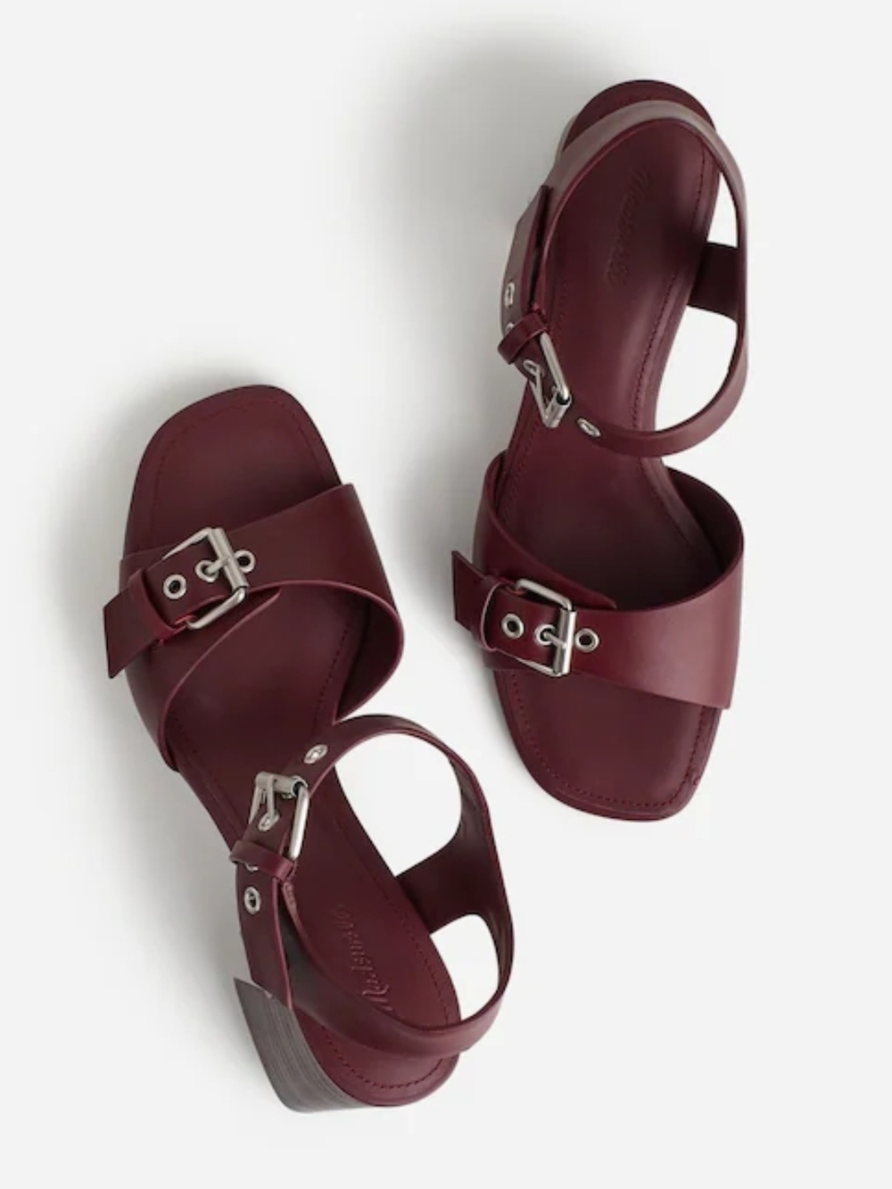 New! Madewell The Neeka Ankle-Strap Heeled Sandal in Leather Dark Cabernet